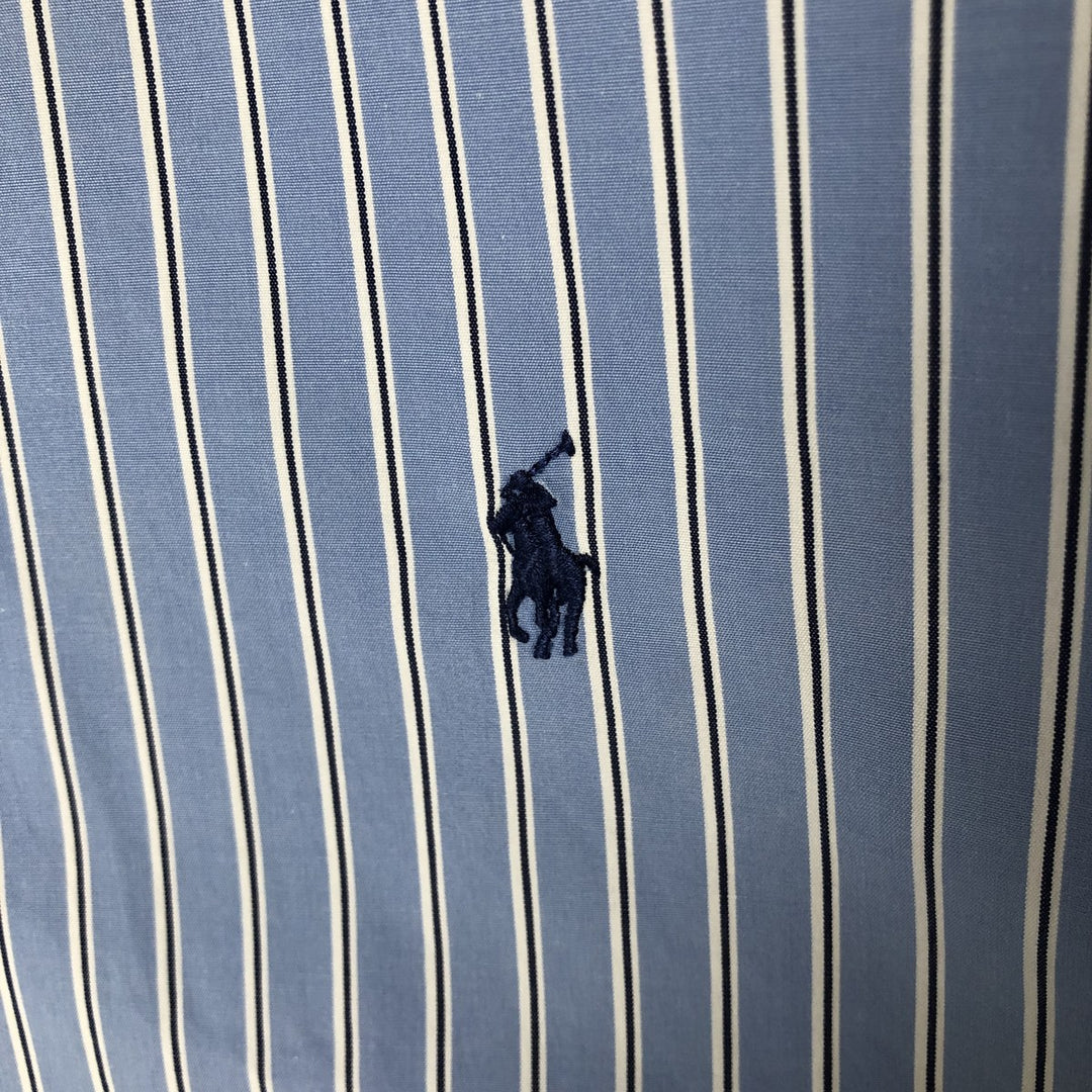 Ralph Lauren CUSTOM FIT long sleeve button down striped shirt men's size L cotton Blue type light blue Vintage Second Hand