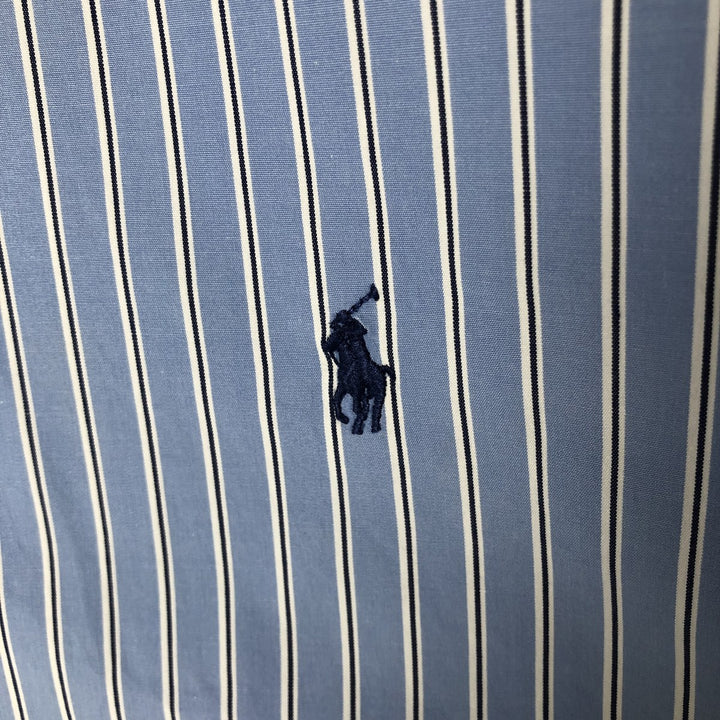 Ralph Lauren CUSTOM FIT long sleeve button down striped shirt men's size L cotton Blue type light blue Vintage Second Hand
