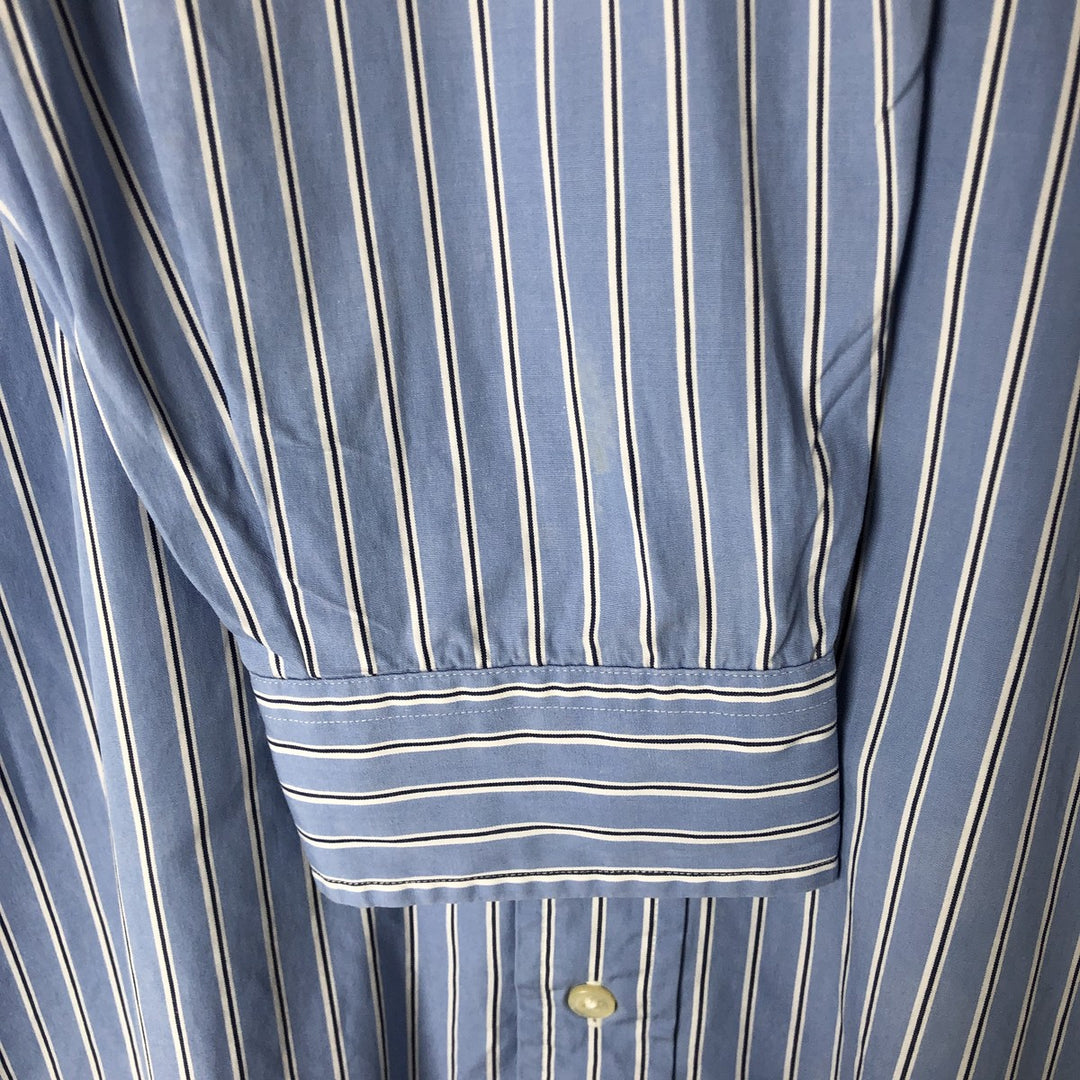 Ralph Lauren CUSTOM FIT long sleeve button down striped shirt men's size L cotton Blue type light blue Vintage Second Hand