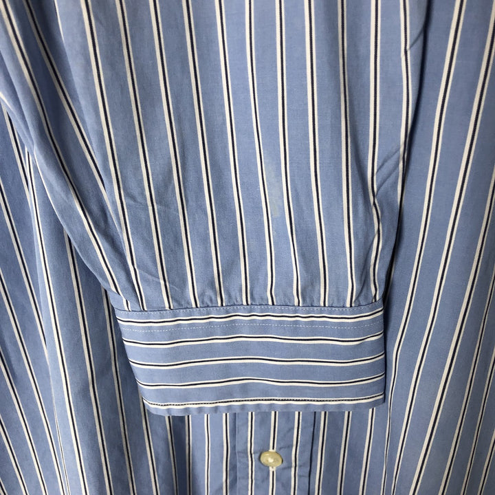 Ralph Lauren CUSTOM FIT long sleeve button down striped shirt men's size L cotton Blue type light blue Vintage Second Hand