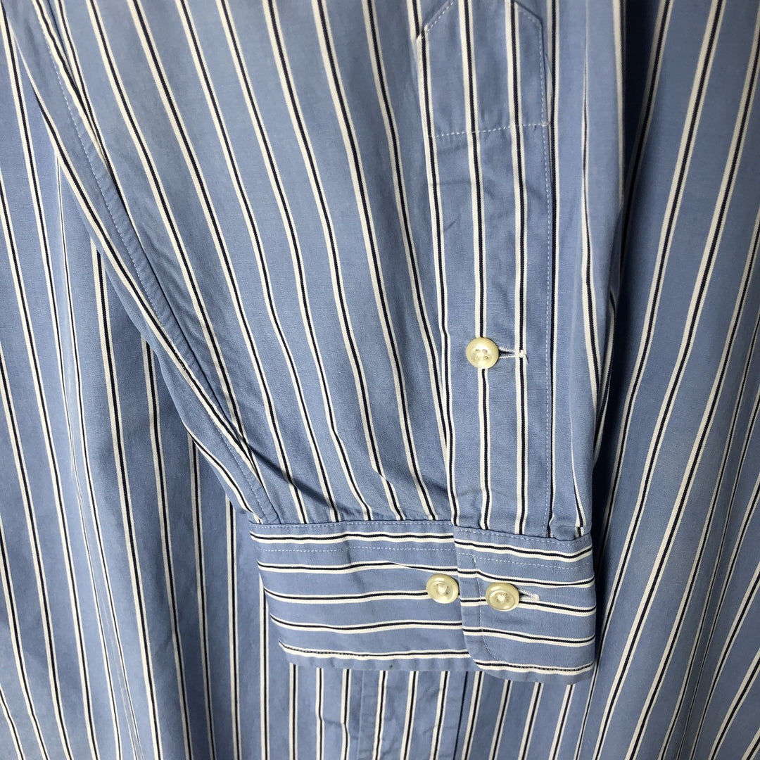 Ralph Lauren CUSTOM FIT long sleeve button down striped shirt men's size L cotton Blue type light blue Vintage Second Hand