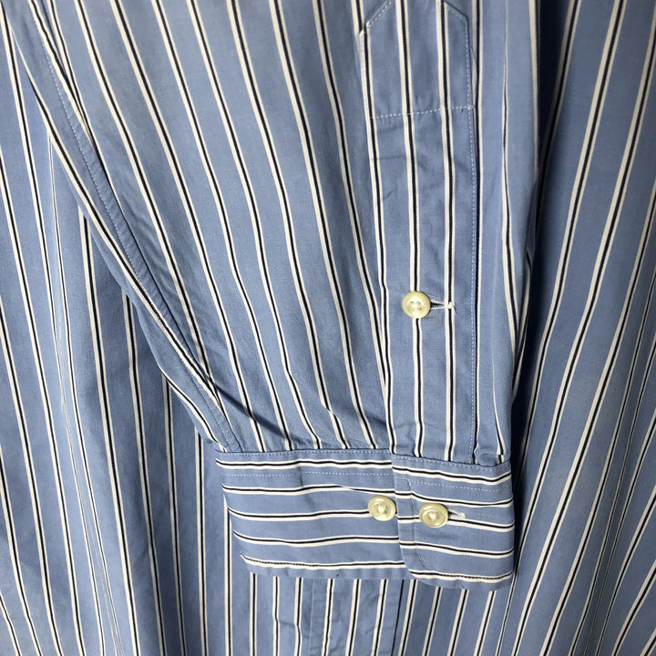 Ralph Lauren CUSTOM FIT long sleeve button down striped shirt men's size L cotton Blue type light blue Vintage Second Hand