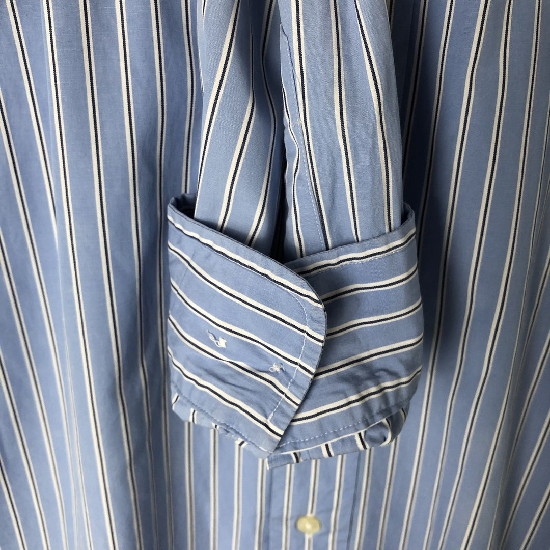 Ralph Lauren CUSTOM FIT long sleeve button down striped shirt men's size L cotton Blue type light blue Vintage Second Hand