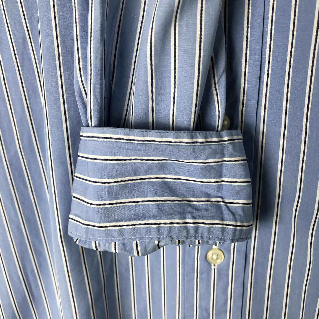 Ralph Lauren CUSTOM FIT long sleeve button down striped shirt men's size L cotton Blue type light blue Vintage Second Hand