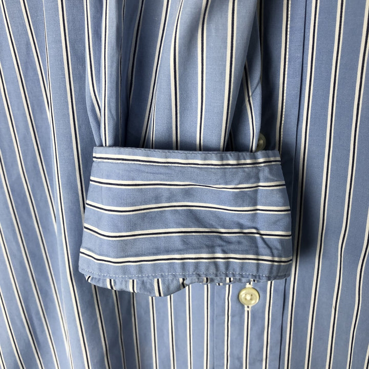 Ralph Lauren CUSTOM FIT long sleeve button down striped shirt men's size L cotton Blue type light blue Vintage Second Hand