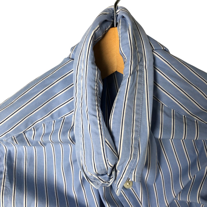 Ralph Lauren CUSTOM FIT long sleeve button down striped shirt men's size L cotton Blue type light blue Vintage Second Hand