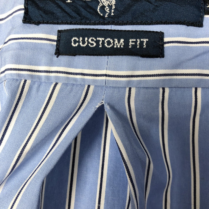 Ralph Lauren CUSTOM FIT long sleeve button down striped shirt men's size L cotton Blue type light blue Vintage Second Hand