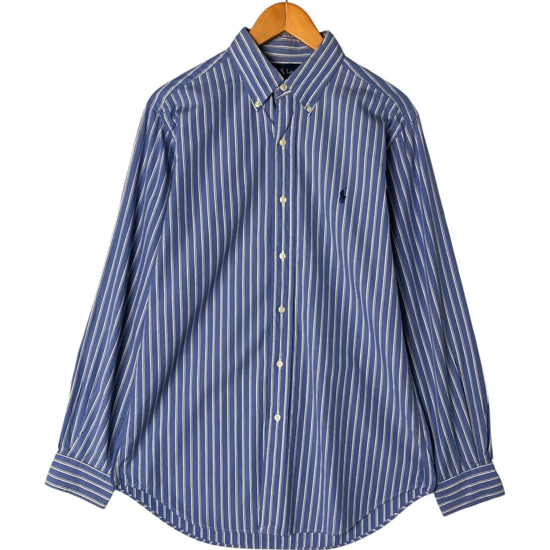 Ralph Lauren Classic Fit Multi Stripe Long Sleeve Button Down Striped Shirt Men's M cotton Blue type light blue Vintage Second Hand