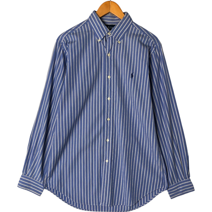 Ralph Lauren Classic Fit Multi Stripe Long Sleeve Button Down Striped Shirt Men's M cotton Blue type light blue Vintage Second Hand