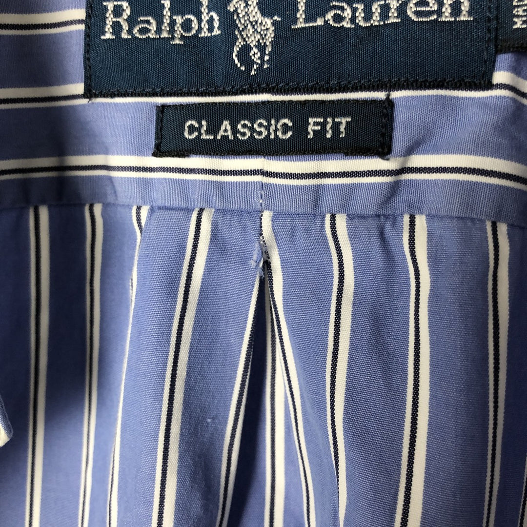Ralph Lauren Classic Fit Multi Stripe Long Sleeve Button Down Striped Shirt Men's M cotton Blue type light blue Vintage Second Hand