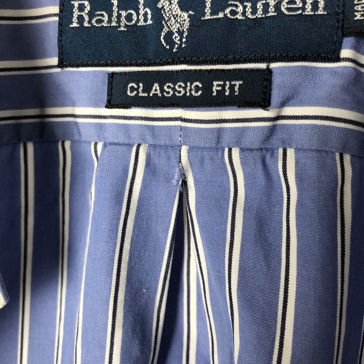 Ralph Lauren Classic Fit Multi Stripe Long Sleeve Button Down Striped Shirt Men's M cotton Blue type light blue Vintage Second Hand