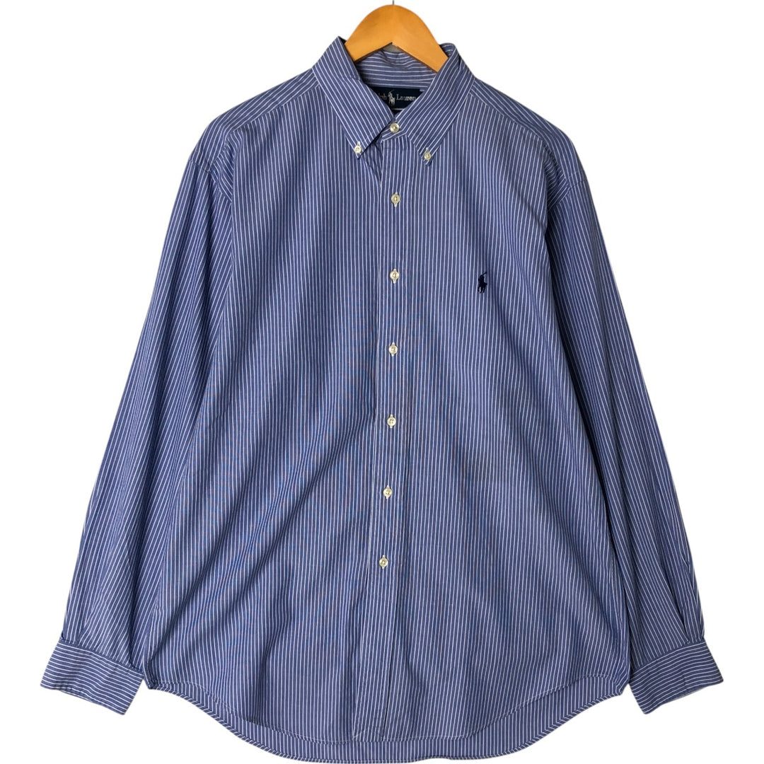 Ralph Lauren YARMOUTH Long Sleeve Button-Down Striped Shirt, Men's Size L cotton Blue type light blue Vintage Second Hand