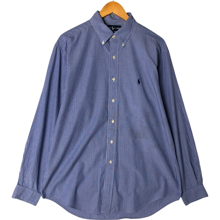 Ralph Lauren YARMOUTH Long Sleeve Button-Down Striped Shirt, Men's Size L cotton Blue type light blue Vintage Second Hand