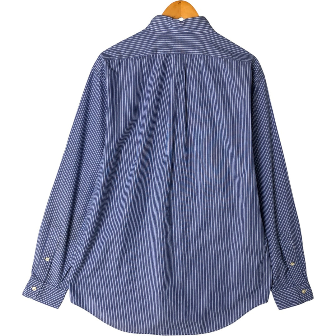 Ralph Lauren YARMOUTH Long Sleeve Button-Down Striped Shirt, Men's Size L cotton Blue type light blue Vintage Second Hand