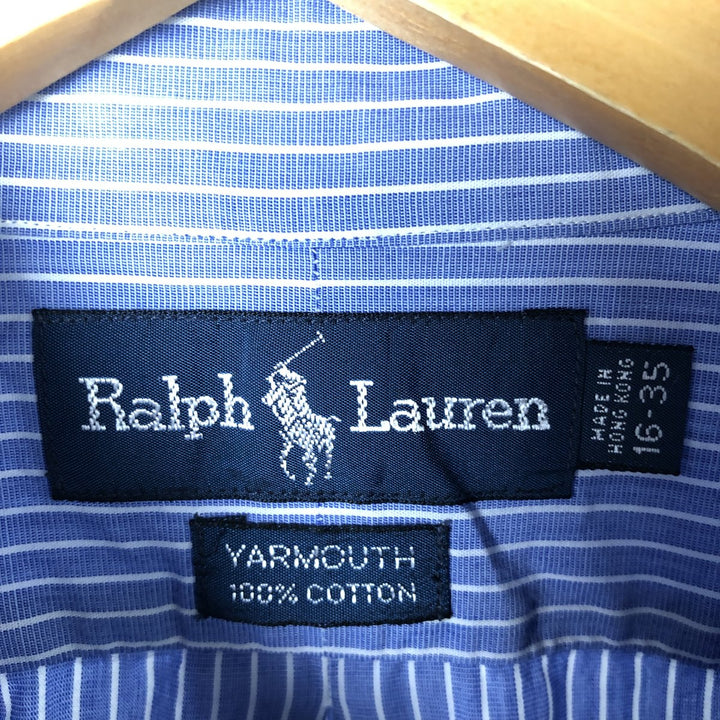 Ralph Lauren YARMOUTH Long Sleeve Button-Down Striped Shirt, Men's Size L cotton Blue type light blue Vintage Second Hand