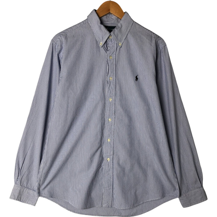 Ralph Lauren CUSTOM FIT long sleeve button down striped shirt men's size L cotton white type Vintage Second Hand