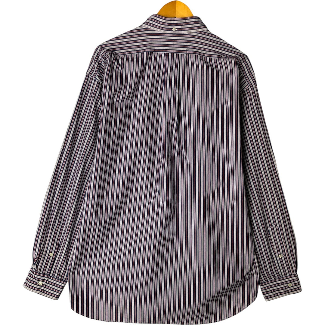 Ralph Lauren BLAKE Multi-Stripe Long Sleeve Button-Down Striped Shirt, Men's XL cotton navy blue type Vintage Second Hand
