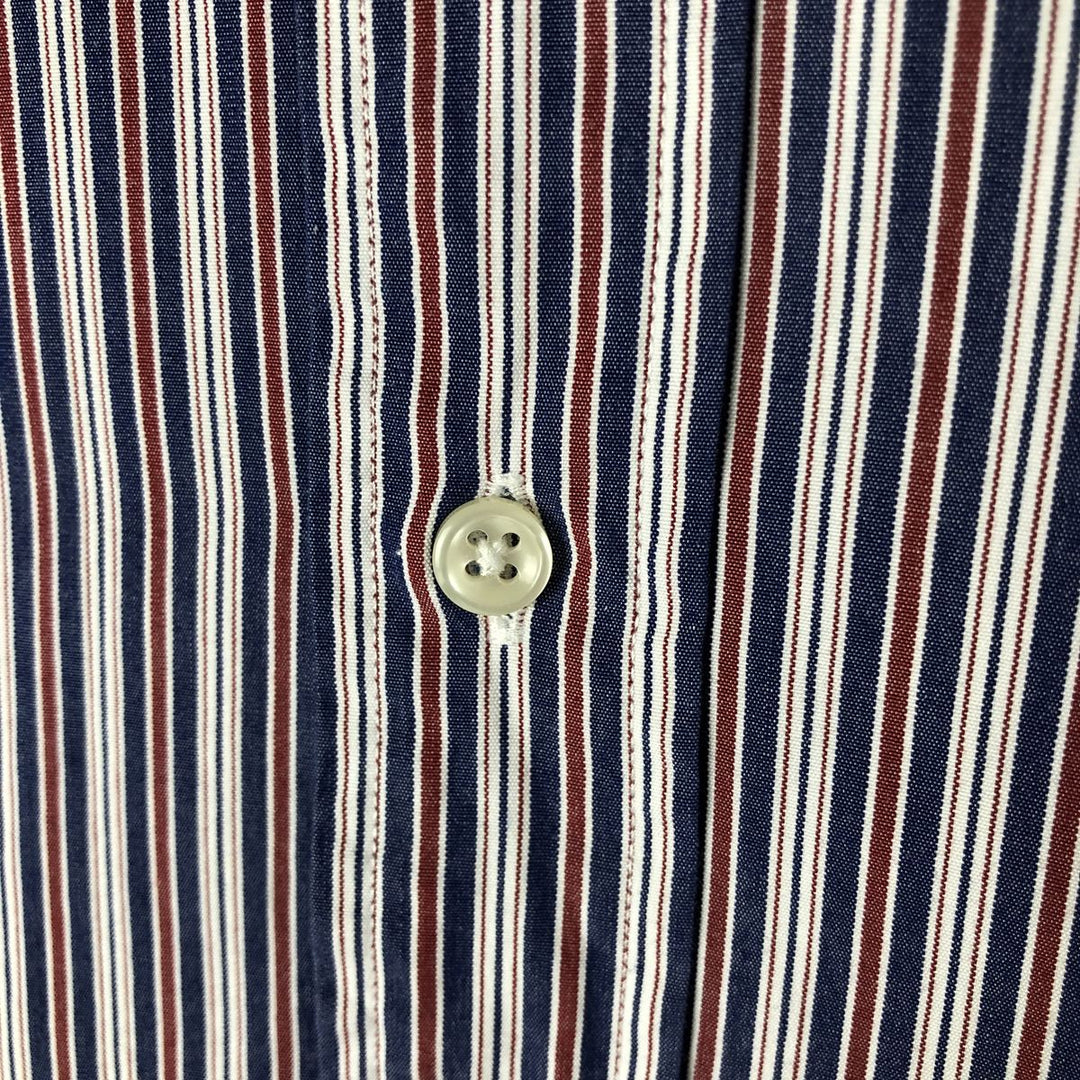 Ralph Lauren BLAKE Multi-Stripe Long Sleeve Button-Down Striped Shirt, Men's XL cotton navy blue type Vintage Second Hand