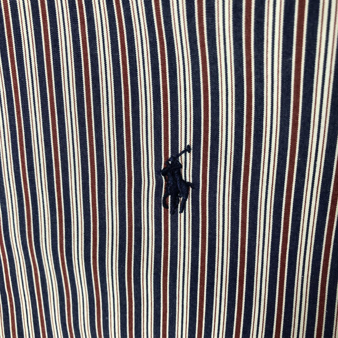 Ralph Lauren BLAKE Multi-Stripe Long Sleeve Button-Down Striped Shirt, Men's XL cotton navy blue type Vintage Second Hand