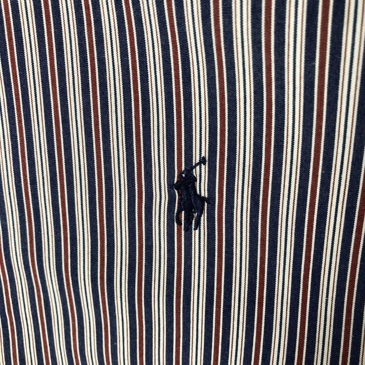 Ralph Lauren BLAKE Multi-Stripe Long Sleeve Button-Down Striped Shirt, Men's XL cotton navy blue type Vintage Second Hand