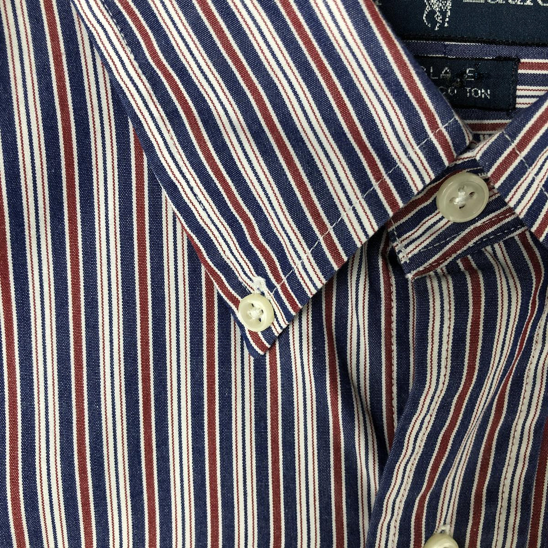 Ralph Lauren BLAKE Multi-Stripe Long Sleeve Button-Down Striped Shirt, Men's XL cotton navy blue type Vintage Second Hand