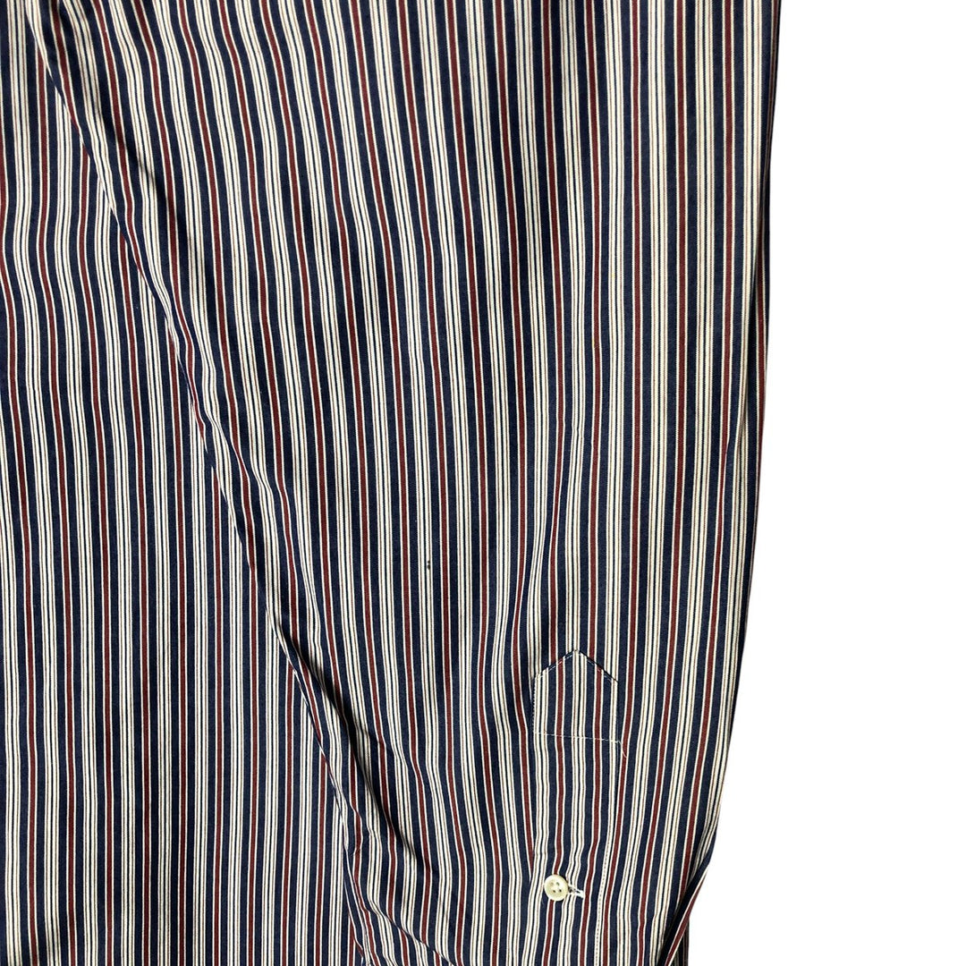 Ralph Lauren BLAKE Multi-Stripe Long Sleeve Button-Down Striped Shirt, Men's XL cotton navy blue type Vintage Second Hand