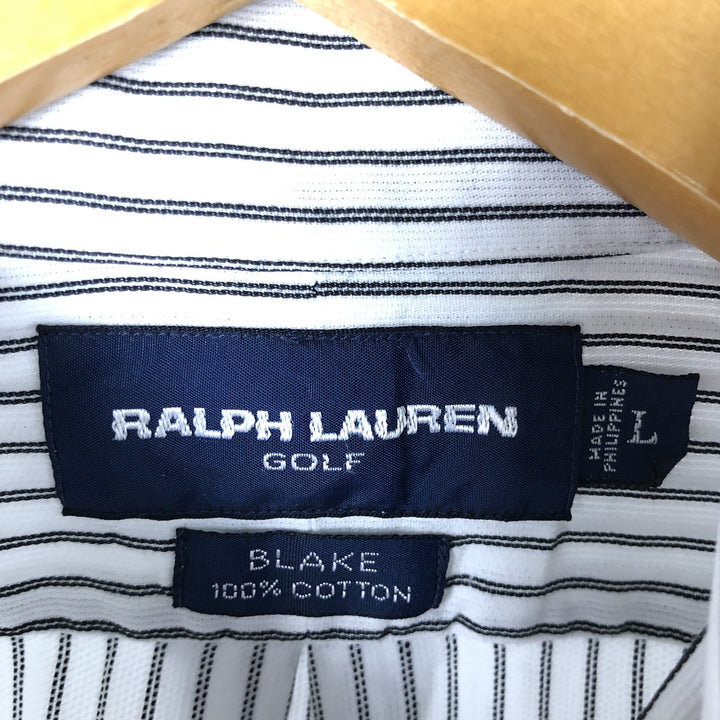 Ralph Lauren RALPH LAUREN GOLF BLAKE long sleeve button down striped shirt men's size L cotton white type Vintage Second Hand