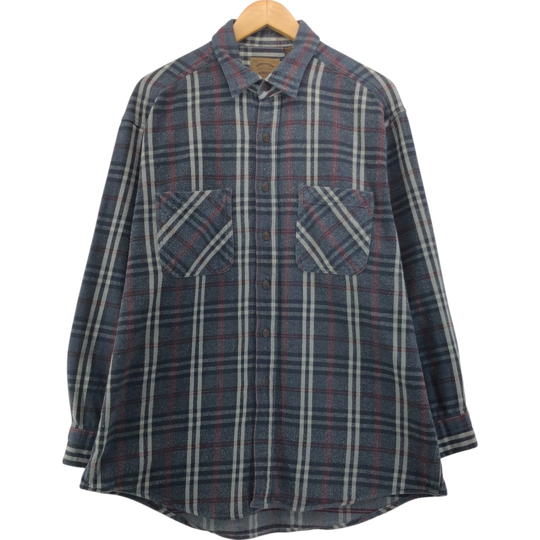 90'S St. John's Bay Vintage Long Sleeve Flannel Check Shirt, Men's XL cotton gray type Vintage Second Hand