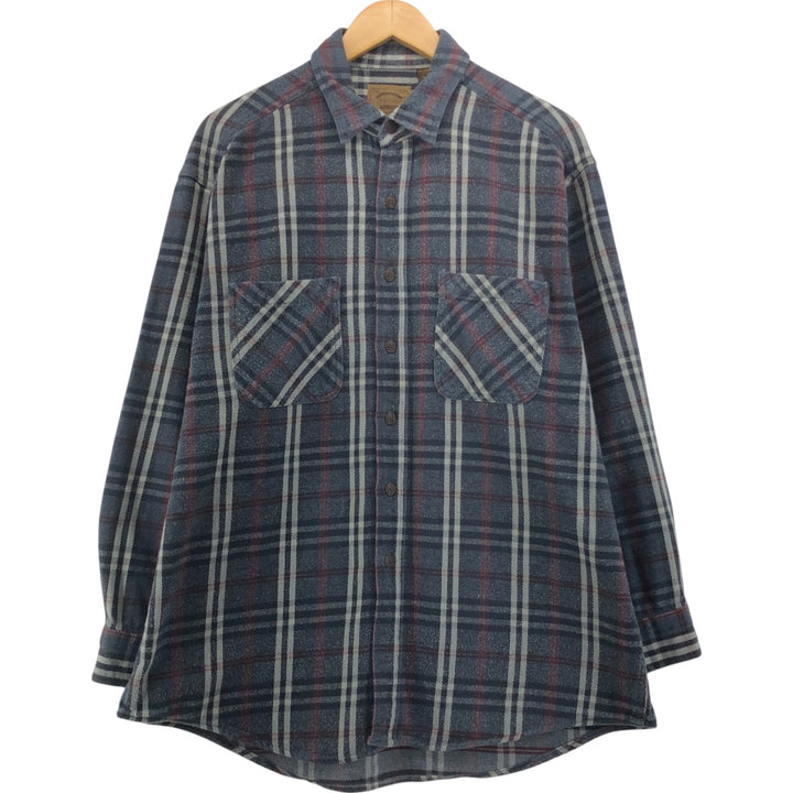 90'S St. John's Bay Vintage Long Sleeve Flannel Check Shirt, Men's XL cotton gray type Vintage Second Hand