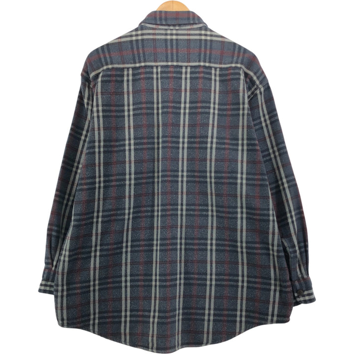 90'S St. John's Bay Vintage Long Sleeve Flannel Check Shirt, Men's XL cotton gray type Vintage Second Hand