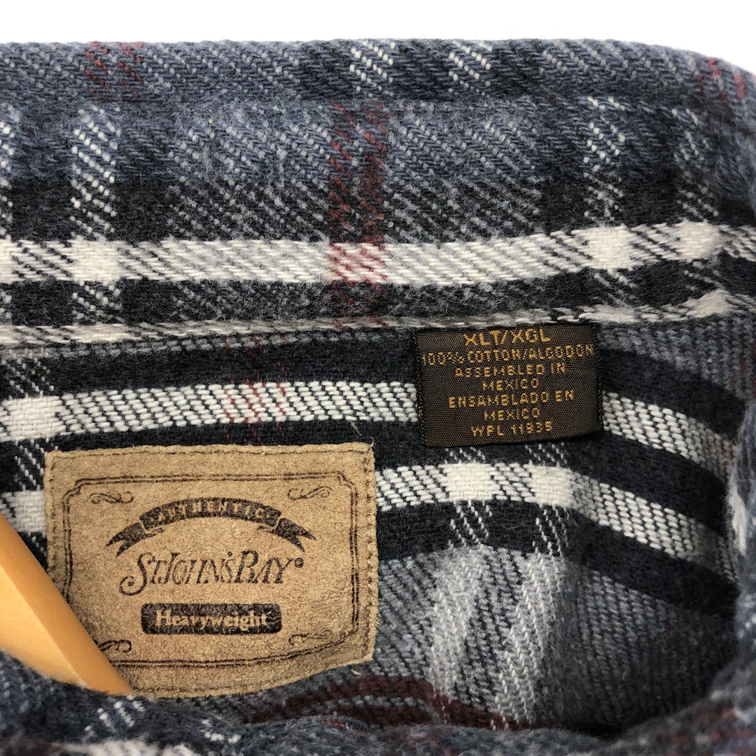 90'S St. John's Bay Vintage Long Sleeve Flannel Check Shirt, Men's XL cotton gray type Vintage Second Hand