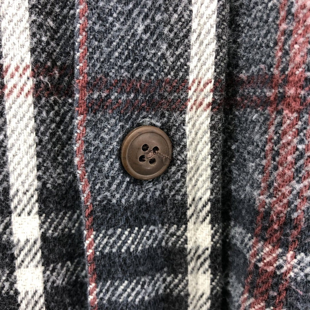90'S St. John's Bay Vintage Long Sleeve Flannel Check Shirt, Men's XL cotton gray type Vintage Second Hand
