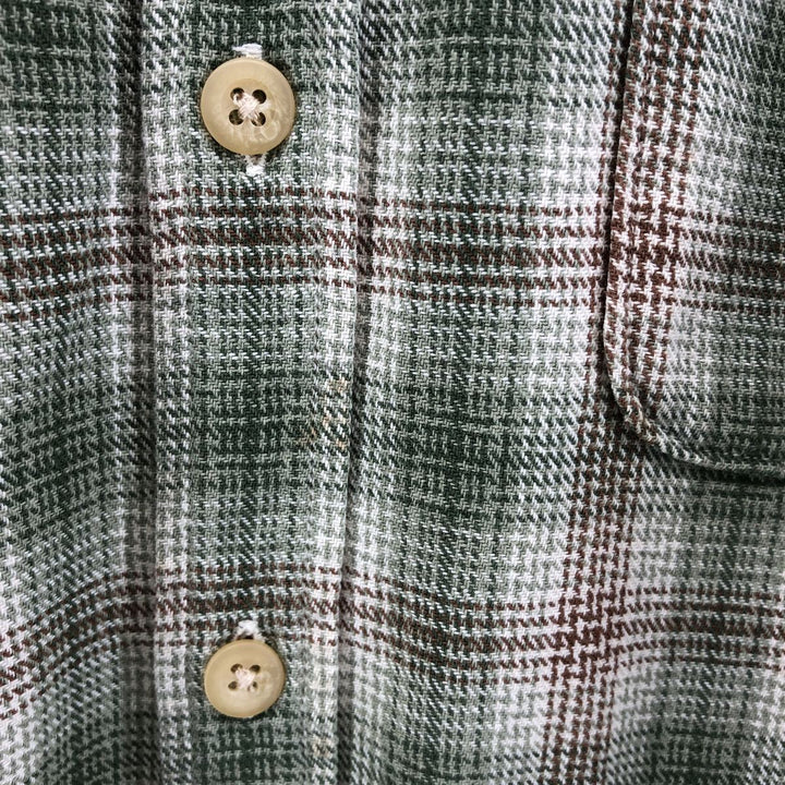 90'S J.Crew Ombre Check Long Sleeve Light Nell Check Shirt, Men's Medium Size, Vintage cotton Khaki type sage green Vintage Second Hand