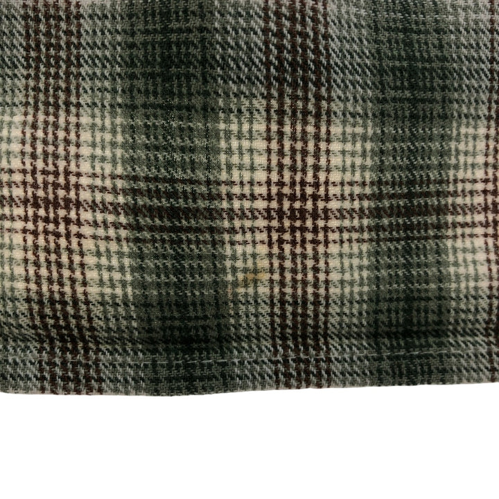 90'S J.Crew Ombre Check Long Sleeve Light Nell Check Shirt, Men's Medium Size, Vintage cotton Khaki type sage green Vintage Second Hand