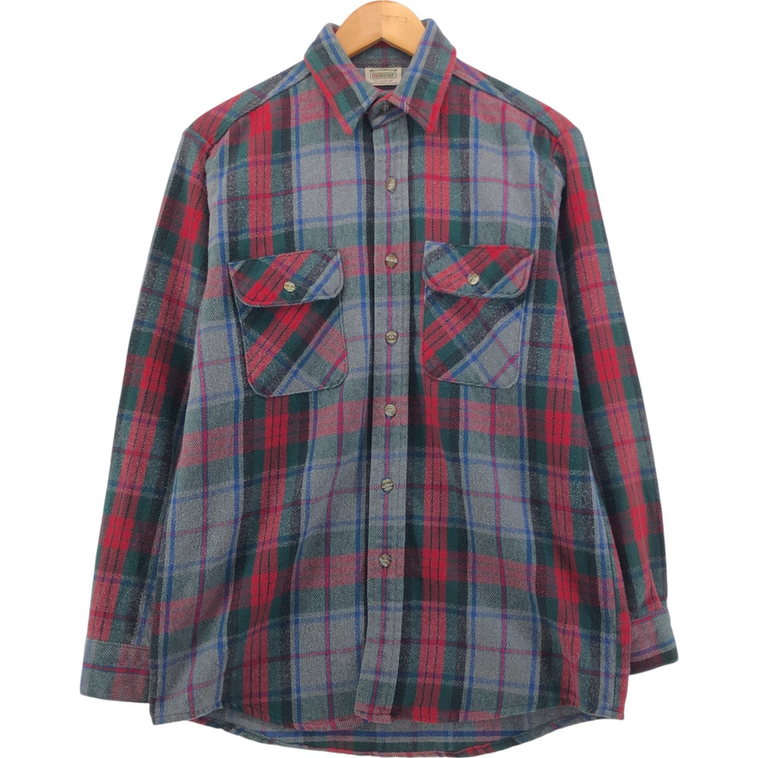 90'S Five Brother Long Sleeve Flannel Check Shirt Men's M Size Vintage unknown gray type Vintage Second Hand