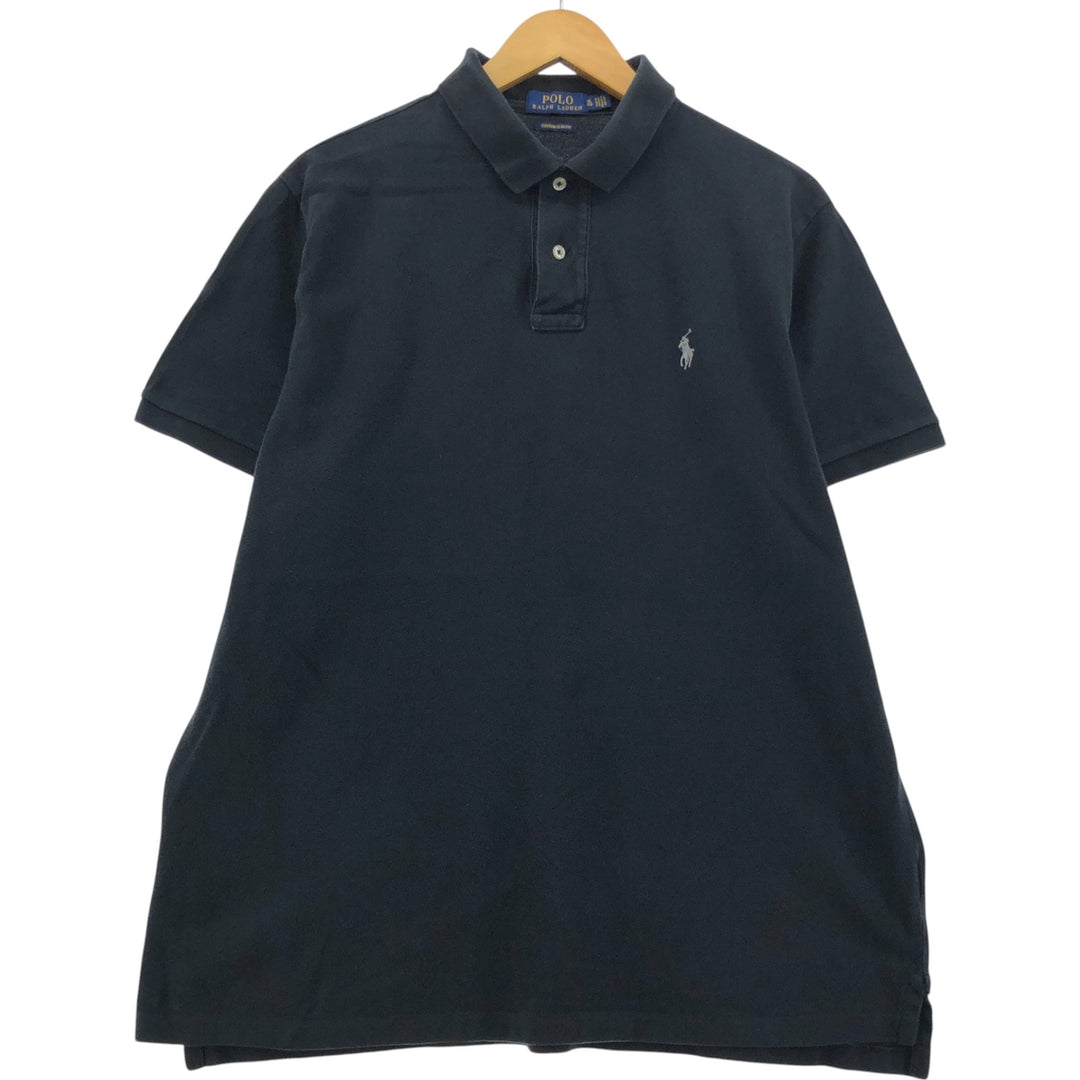 Ralph Lauren POLO RALPH LAUREN CUSTOM SLIM FIT short sleeve polo shirt men's XL equivalent cotton black type Vintage Second Hand