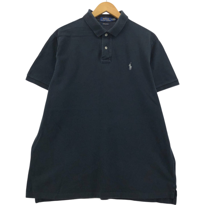 Ralph Lauren POLO RALPH LAUREN CUSTOM SLIM FIT short sleeve polo shirt men's XL equivalent cotton black type Vintage Second Hand