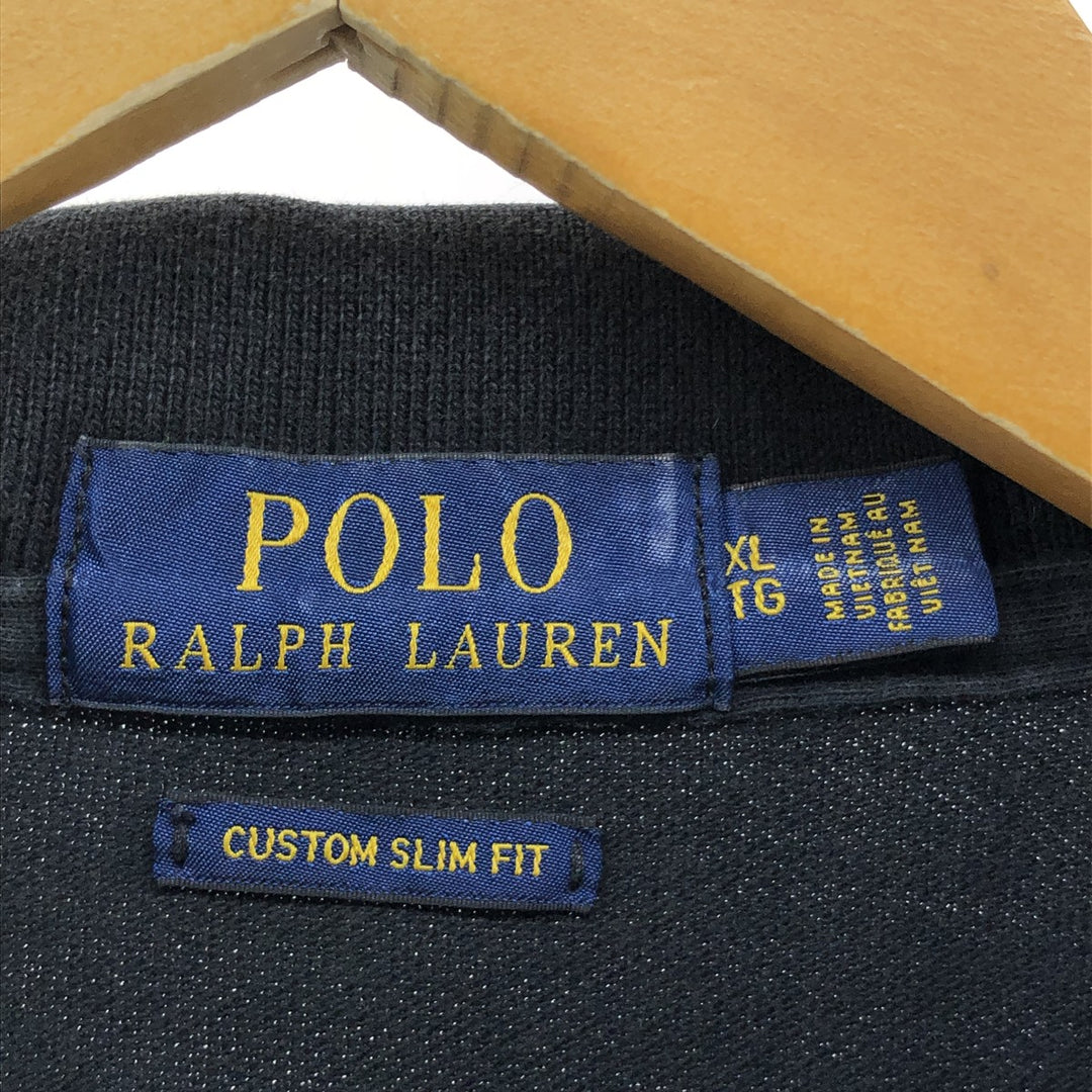 Ralph Lauren POLO RALPH LAUREN CUSTOM SLIM FIT short sleeve polo shirt men's XL equivalent cotton black type Vintage Second Hand