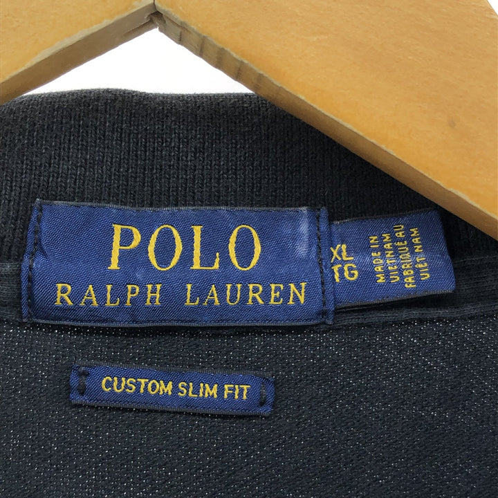 Ralph Lauren POLO RALPH LAUREN CUSTOM SLIM FIT short sleeve polo shirt men's XL equivalent cotton black type Vintage Second Hand