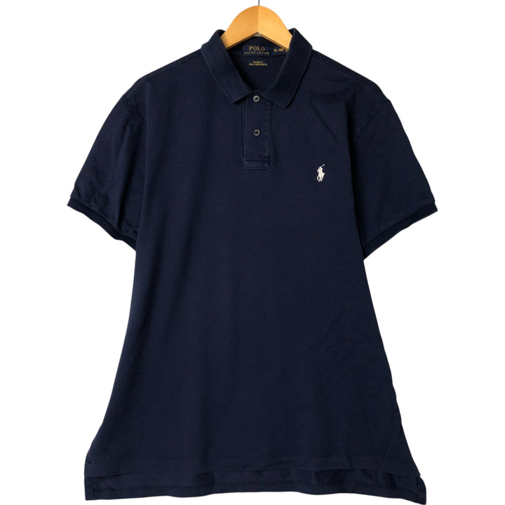 Ralph Lauren POLO RALPH LAUREN CUSTOM FIT short sleeve polo shirt men's XL equivalent cotton navy blue type Vintage Second Hand