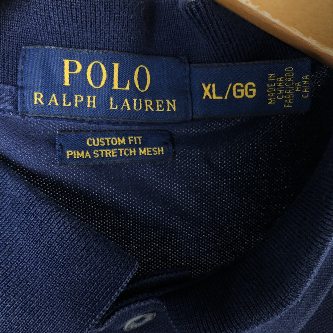 Ralph Lauren POLO RALPH LAUREN CUSTOM FIT short sleeve polo shirt men's XL equivalent cotton navy blue type Vintage Second Hand
