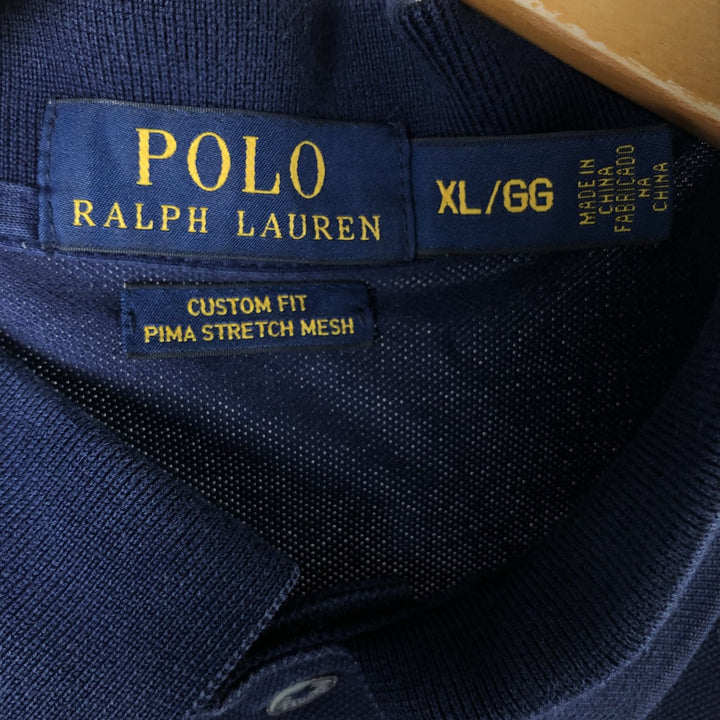 Ralph Lauren POLO RALPH LAUREN CUSTOM FIT short sleeve polo shirt men's XL equivalent cotton navy blue type Vintage Second Hand