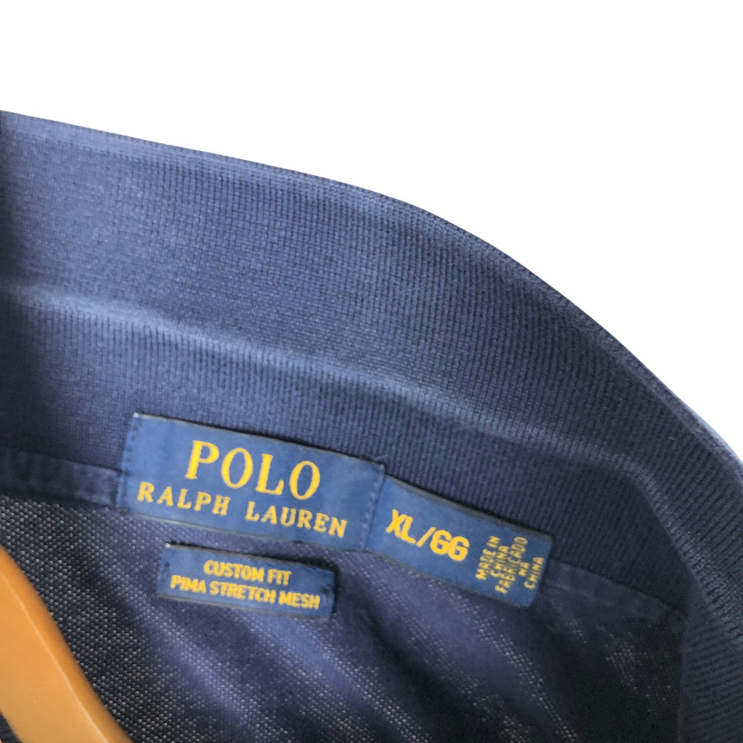 Ralph Lauren POLO RALPH LAUREN CUSTOM FIT short sleeve polo shirt men's XL equivalent cotton navy blue type Vintage Second Hand