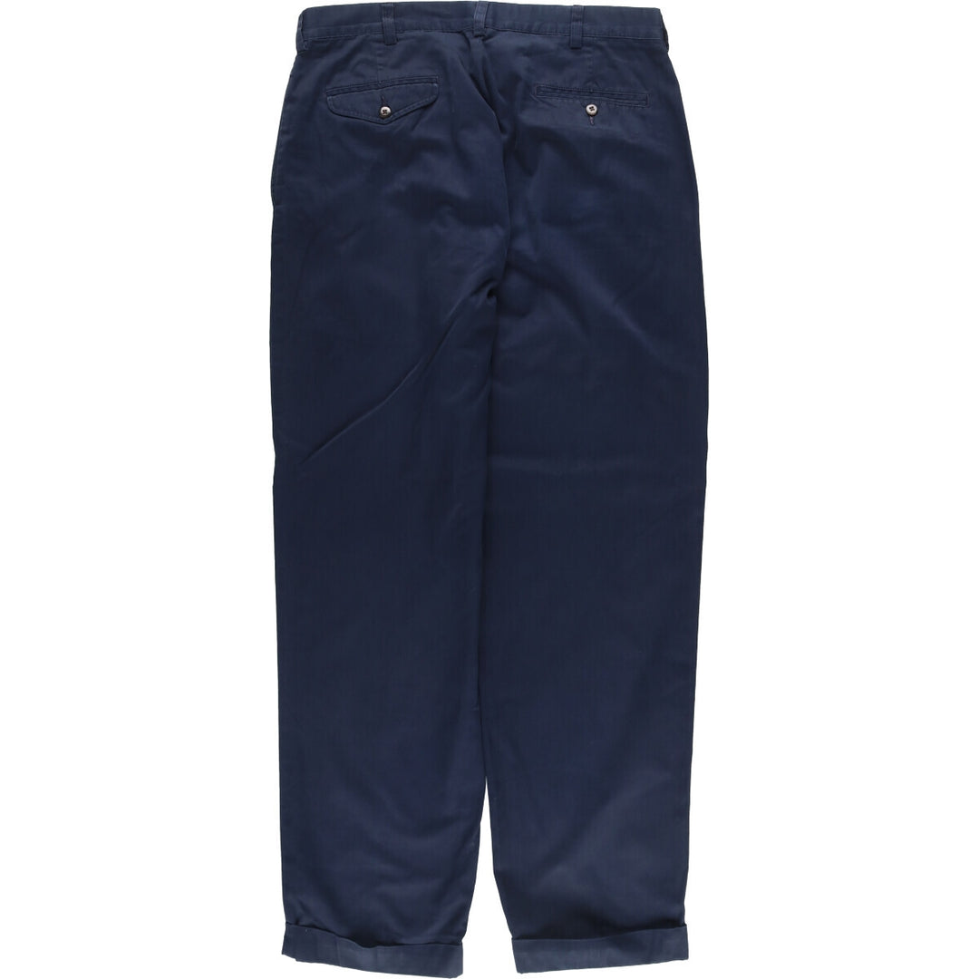 Ralph Lauren POLO by Ralph Lauren HAMMOND PANT, two-pleat chino pants, men's, w34 equivalent cotton navy blue type Vintage Second Hand