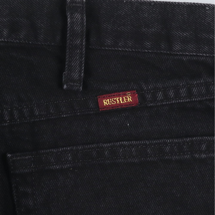 Rustler Black Denim Straight Denim Pants for Men, W34 equivalent cotton black type Vintage Second Hand