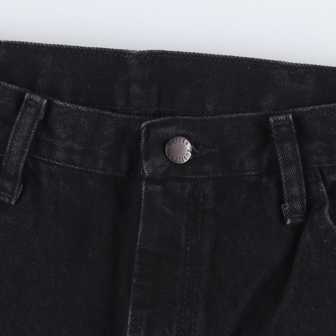 Rustler Black Denim Straight Denim Pants for Men, W34 equivalent cotton black type Vintage Second Hand