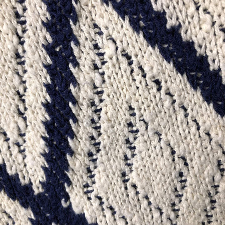 THE FOX COLLECTION Diamond Pattern Cotton Knit Sweater Made in USA Men's XL cotton white type Vintage Second Hand