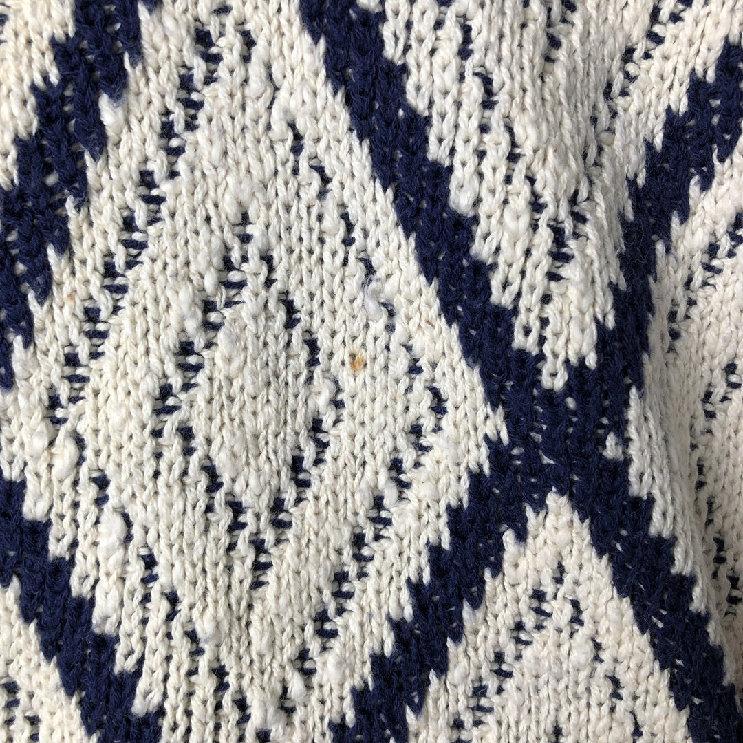 THE FOX COLLECTION Diamond Pattern Cotton Knit Sweater Made in USA Men's XL cotton white type Vintage Second Hand