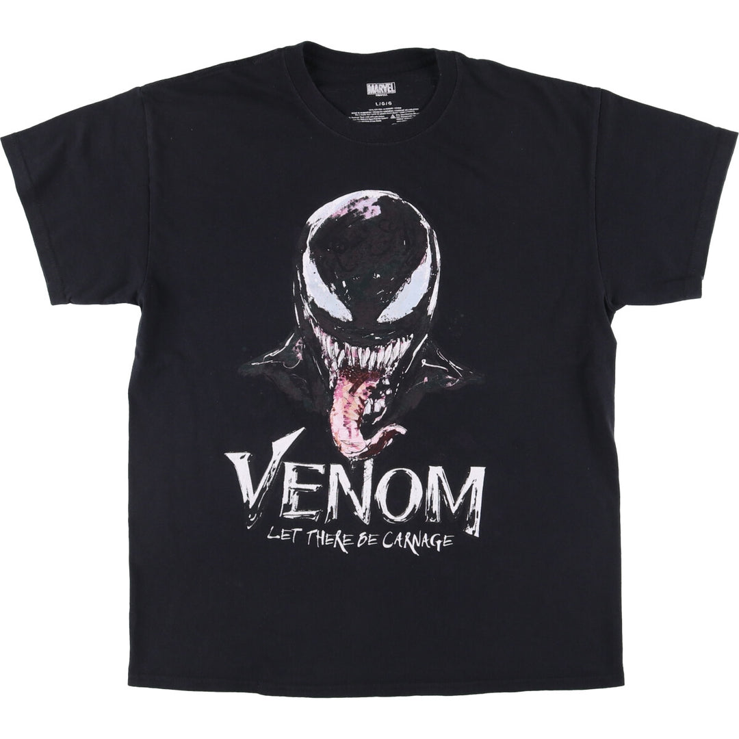 VENOM Venom character print T-shirt Men's L size cotton black type Vintage Second Hand