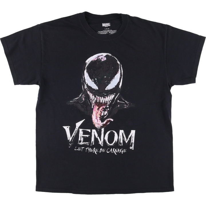 VENOM Venom character print T-shirt Men's L size cotton black type Vintage Second Hand